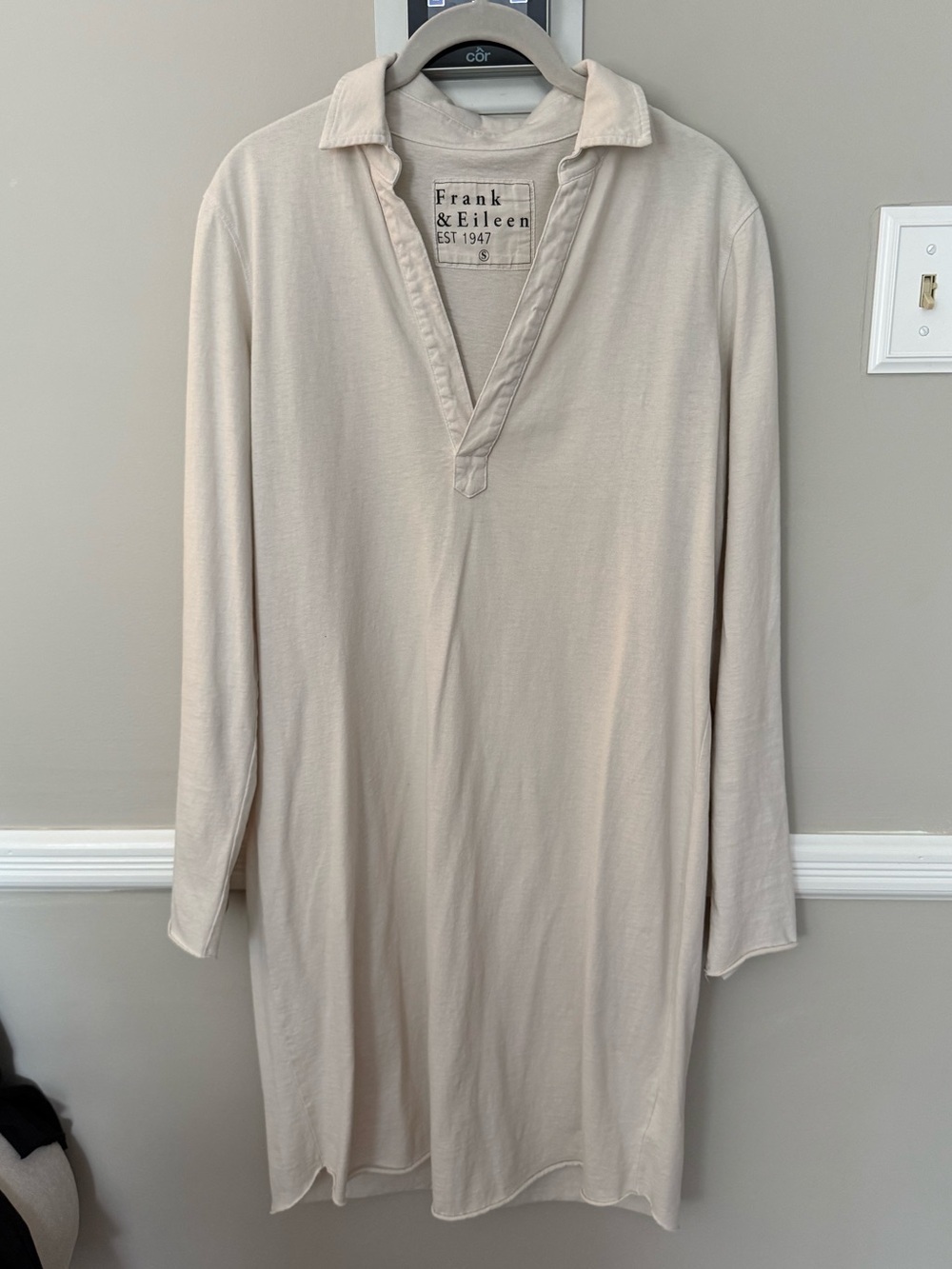 Frank & Eileen Women's Cream Long-Sleeve Polo Tunic Dress - Sz Small